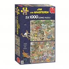 2 az 1-ben puzzle, 2x1000 darabos puzzle, szafari/  város