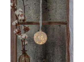 LED dekoráció , karácsonyfa dísz , beltéri , 15 cm , 30 db LED , meleg fehér , ezüst , EGLO