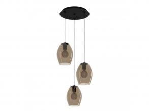 EGLO , 390161 , ESTANYS 1 , függesztett lámpa , E27 , 3X40W , IP20 , barna-átlátszó