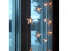 LED fényfüzér , átlátszó csillagokkal , beltéri , 20LED , 1.8 m , meleg fehér , STAR CURTAIN , EGLO