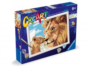 Ravensburger Creart festés számok alapján: oroszlán és kölyke