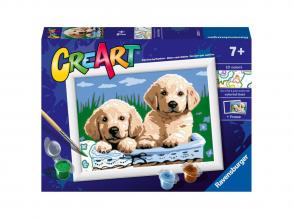 Ravensburger Creart festés számok alapján: aranyos kiskutyák