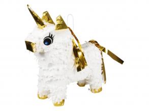 Mini pinata egyszarvú, arany-fehér