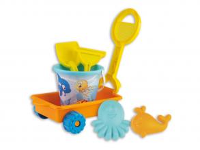 Kézikocsi homokozó szettel, 6 db