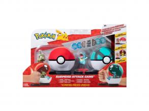 Pokémon Surprise Attack játékkészlet - Axew Pokeball vs. Totodile hálós labda