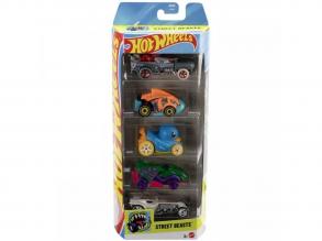 Hot Wheels: Street Beasts 5db-os járgány szett 1/64 - Mattel