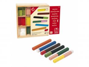 Jumbo Goula  10x10-es színes számolópálcák fa dobozban, 300 darabos