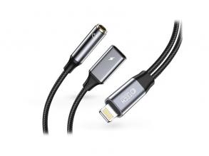 Tech-Protect TP607376 Lightning - 3,5 mm jack + Lightning fekete/szürke adapter