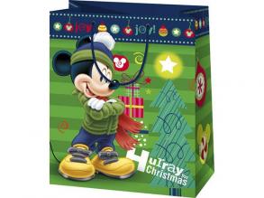 Karácsonyi Mickey egér mintás nagy méretű exkluzív ajándéktáska 26x14x33cm