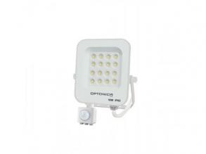 LED reflektor , 10 Watt , Ultra Slim , SMD , mozgásérzékelős , meleg fehér , fehér ház , IP65 , Optonica