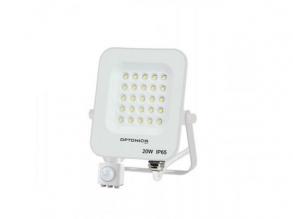 LED reflektor , 20 Watt , Ultra Slim , SMD , mozgásérzékelős , hideg fehér , fehér ház , IP65 , Optonica