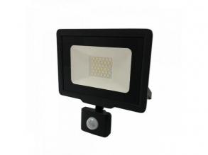 LED reflektor , 50 Watt , Ultra Slim , mozgásérzékelős , természetes fehér , fekete ház, Optonica