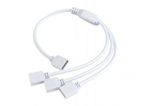 Háromszoros rugalmas csatlakozó RGB LED szalaghoz OPTONICA, 1 aljzat, + 30 cm-es csatlakozás, + 3 aljzat, 4P, AWG24, OP6514