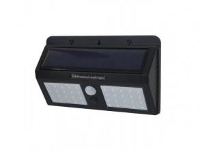 LED lámpatest , oldalfali , napelemes , 1.5W , hideg fehér , fekete , kültéri , IP54