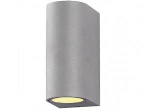 LED lámpatest , 2 x GU10 , oldalfali , kerek , 2 irányú , szürke , kültéri , IP44