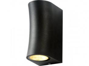LED lámpatest , 2 x GU10 , oldalfali , kerek , 2 irányú , fekete , ívelt , kültéri , IP44