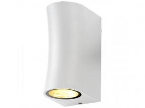 LED lámpatest , 2 x GU10 , oldalfali , kerek , 2 irányú , fehér , ívelt , kültéri , IP44