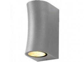 LED lámpatest , 2 x GU10 , oldalfali , kerek , 2 irányú , ezüst , ívelt , kültéri , IP44