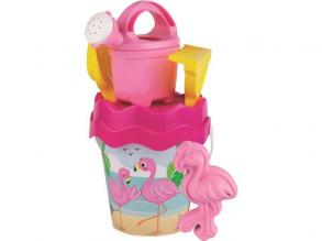 Flamingó homokozó vödör szett, nagy, 5-részes