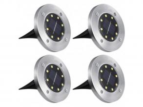 Led lámpatest , napelemes , taposólámpa , 4 db-os szett , hideg fehér , ezüst , IP44