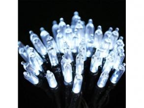 Led fényfüzér , kültéri , időzíthető , elemes , 8 funkció , 100 LED , 10 m , hideg fehér , IP44