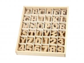 Betűk és számok MDF fából, natúr - 288 db-os