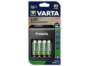 Varta LCD Plug Charger/4db AA 2100mAh akku/akku töltő