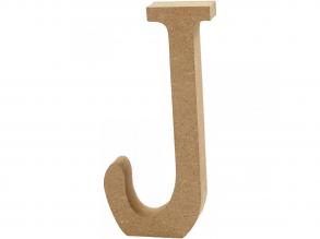 Natúr J betű MDF fából - 13 cm - 1 db