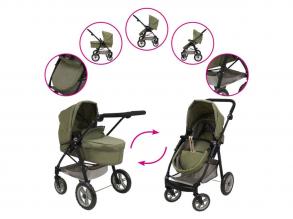 2 az 1-ben babakocsi játék babáknak, 65 x 65 x 40 cm