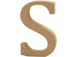 Natúr S betű MDF fából - 13 cm - 1 db