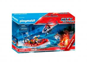 Tűzoltó küldetés helikopterrel és csónakkal - Playmobil
