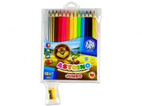 Astra: Astrino Jumbo háromszög alakú színes ceruza hegyezővel - 12 db