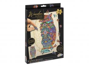 Grafix - Fa puzzle Bagoly Egyedi formák 130 db - Keret 30 x 22 cm - FSC fa