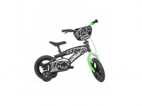 BMX kerékpár fekete-zöld színben 12-es méret