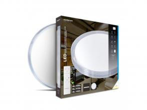 Led lámpatest , mennyezeti , kerek , 2 x 48W , CCT , dimmelhető , kristályszerű fehér keret , távirányítóval , Modee