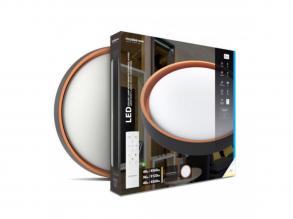 Led lámpatest , mennyezeti , kerek , 2 x 48W , CCT , dimmelhető , matt fekete keret , távirányítóval , Modee