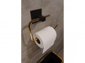 Elegáns arany fém WC-papír tartó, 8x5x16 cm | 100%-ban fém design modern fürdőszobákhoz