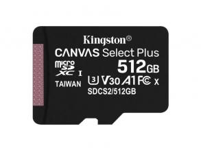 Kingston 512GB SD micro Canvas Select Plus (SDXC Class 10 A1) (SDCS2/512GBSP) memória kártya
