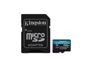 Kingston 256GB SD micro Canvas Go! Plus (SDXC Class 10 UHS-I U3) (SDCG3/256GB) mem. Kártya+adapt.