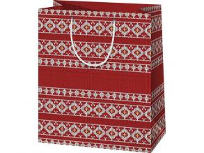 Piros-fehér karácsonyi óriás méretű ajándéktáska 33x15x45cm