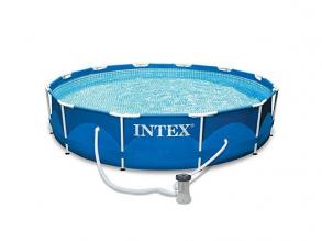 INTEX Frame Rondo családi medence, O 366 x 76 cm, papírszűrős vízforgatóval