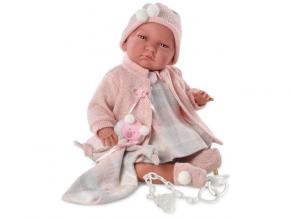 Lala síró kislány baba lazac színű ruhában 40 cm