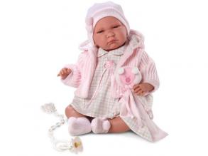 Lala síró újszülött baba rózsaszín kardigánban 40 cm