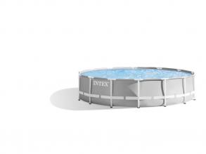 INTEX Prism Rondo 427 x 107 cm-es szürke medence szett szűrővel létrával, takarókkal