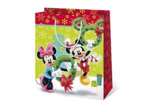 Mickey egeres és Minnie egeres karácsonyi óriás méretű ajándéktáska 33x15x45cm