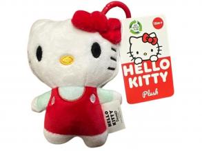 Hello Kitty plüss táskaklipp, 12 cm - piros