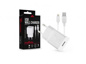 Maxlife TF-0101 univerzális fehér hálózati töltő adapter + 1m Lightning töltő és adatkábel