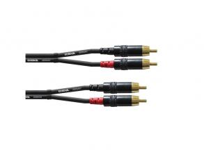 Cordial CFU 1.5 CC Unbalanced Twin 1,5m fekete 2x RCA apa - 2x RCA apa kábel