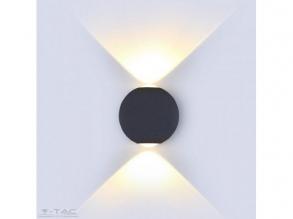 LED lámpatest , oldalfali , 2 irányú , kerek , 6W , természetes fehér , fekete , kültéri , IP65
