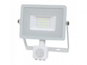 LED reflektor , 20 Watt , mozgásérzékelős , meleg fehér , SAMSUNG chip , 5 év garancia , IP65 , fehér